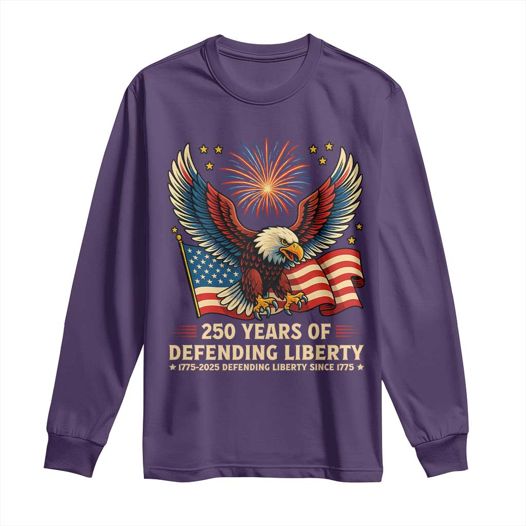 Patriotic Eagle US Army 250th Anniversary Long Sleeve Shirt 250 Years of Defending Liberty 1775 2025 TS02 Purple Print Your Wear
