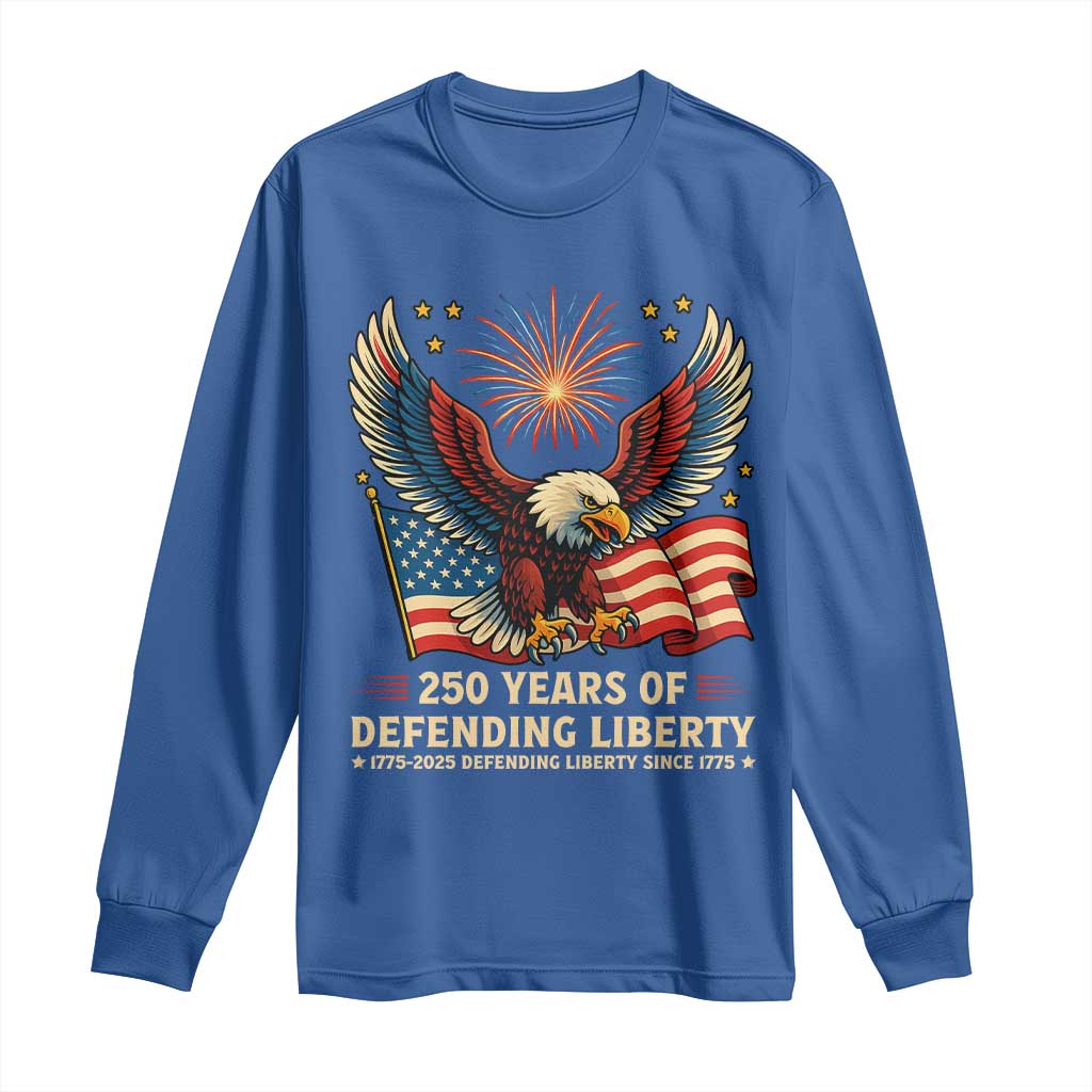 Patriotic Eagle US Army 250th Anniversary Long Sleeve Shirt 250 Years of Defending Liberty 1775 2025 TS02 Royal Blue Print Your Wear