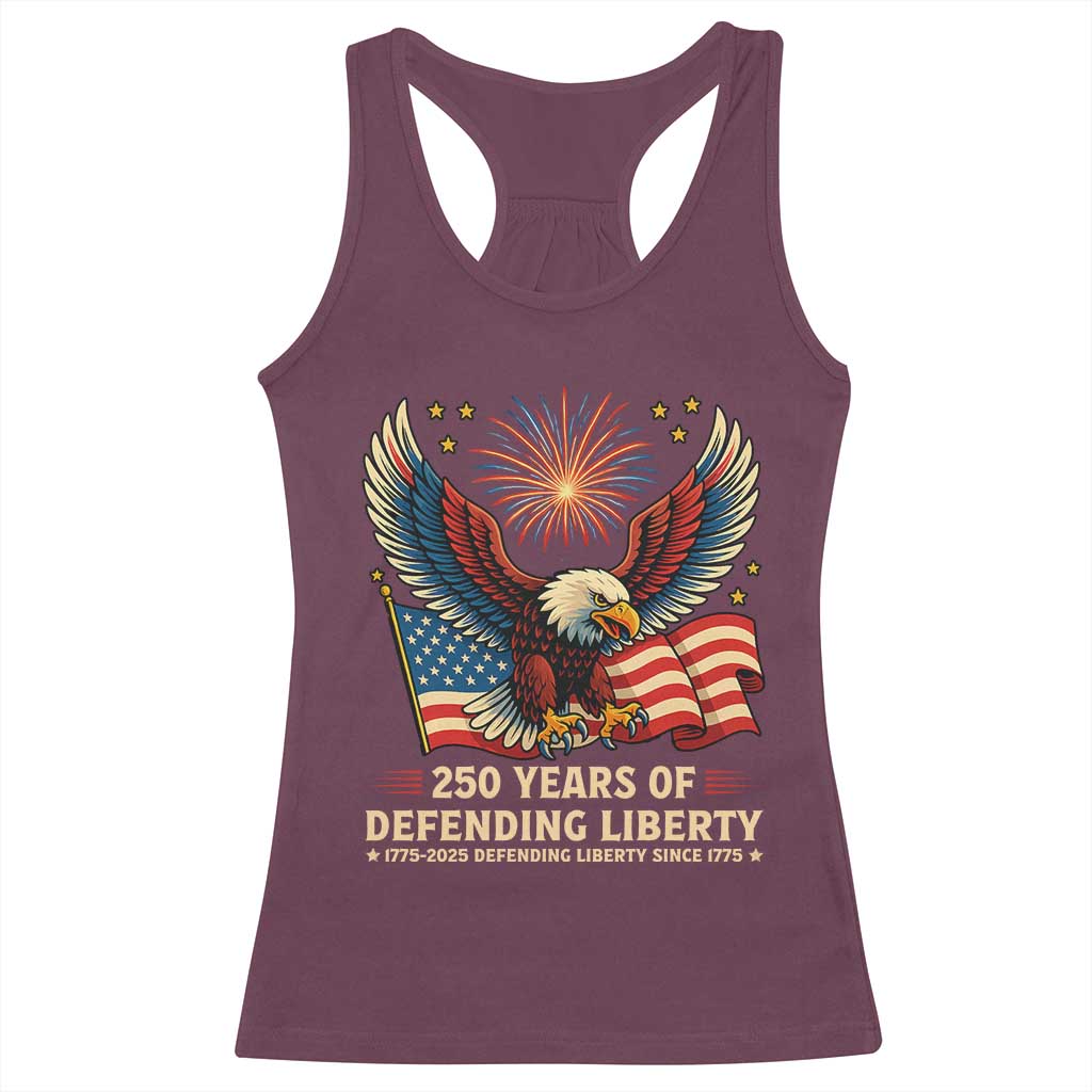 Patriotic Eagle US Army 250th Anniversary Racerback Tank Top 250 Years of Defending Liberty 1775 2025 TS02 Maroon Print Your Wear