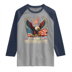 Patriotic Eagle US Army 250th Anniversary Raglan Shirt 250 Years of Defending Liberty 1775 2025 TS02 Sport Gray Navy Print Your Wear
