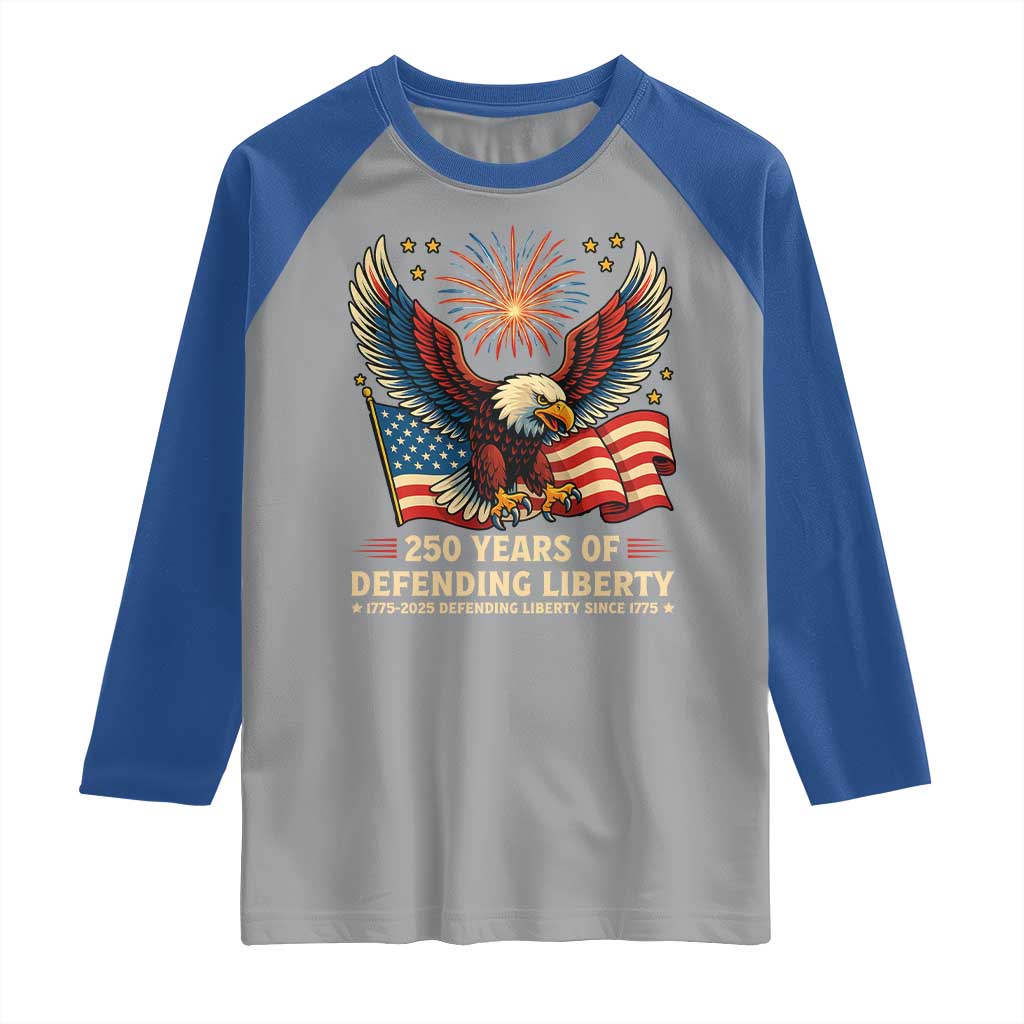 Patriotic Eagle US Army 250th Anniversary Raglan Shirt 250 Years of Defending Liberty 1775 2025 TS02 Sport Gray Royal Print Your Wear