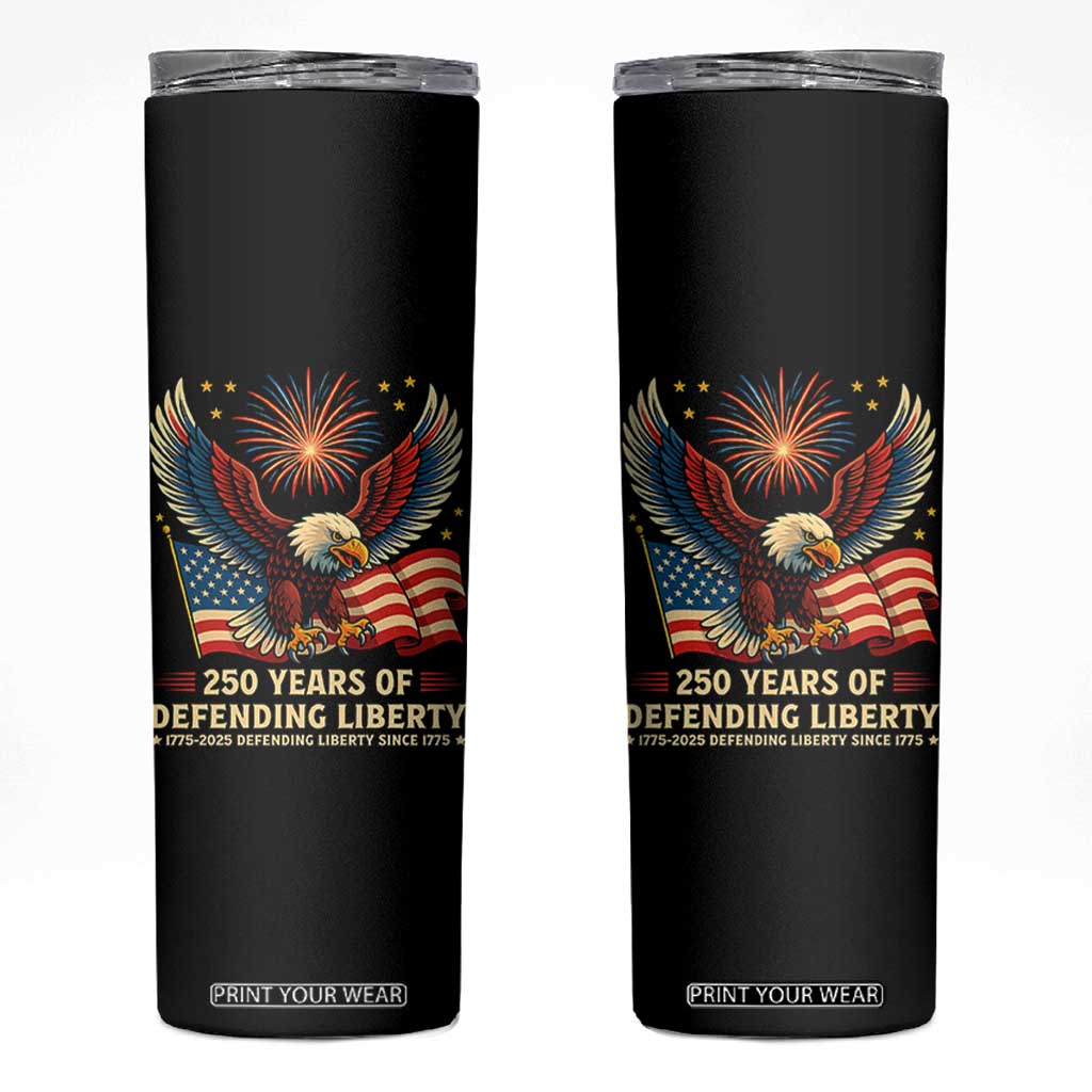 Patriotic Eagle US Army 250th Anniversary Skinny Tumbler 250 Years of Defending Liberty 1775 2025 TS02 Black Print Your Wear