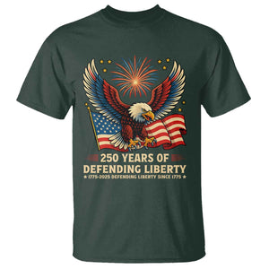Patriotic Eagle US Army 250th Anniversary T Shirt 250 Years of Defending Liberty 1775 2025 TS02 Dark Forest Green Print Your Wear