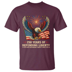 Patriotic Eagle US Army 250th Anniversary T Shirt 250 Years of Defending Liberty 1775 2025 TS02 Maroon Print Your Wear