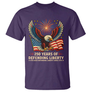 Patriotic Eagle US Army 250th Anniversary T Shirt 250 Years of Defending Liberty 1775 2025 TS02 Purple Print Your Wear