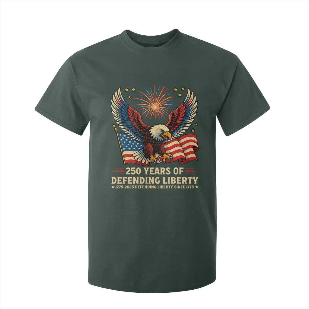 Patriotic Eagle US Army 250th Anniversary T Shirt For Kid 250 Years of Defending Liberty 1775 2025 TS02 Dark Forest Green Print Your Wear