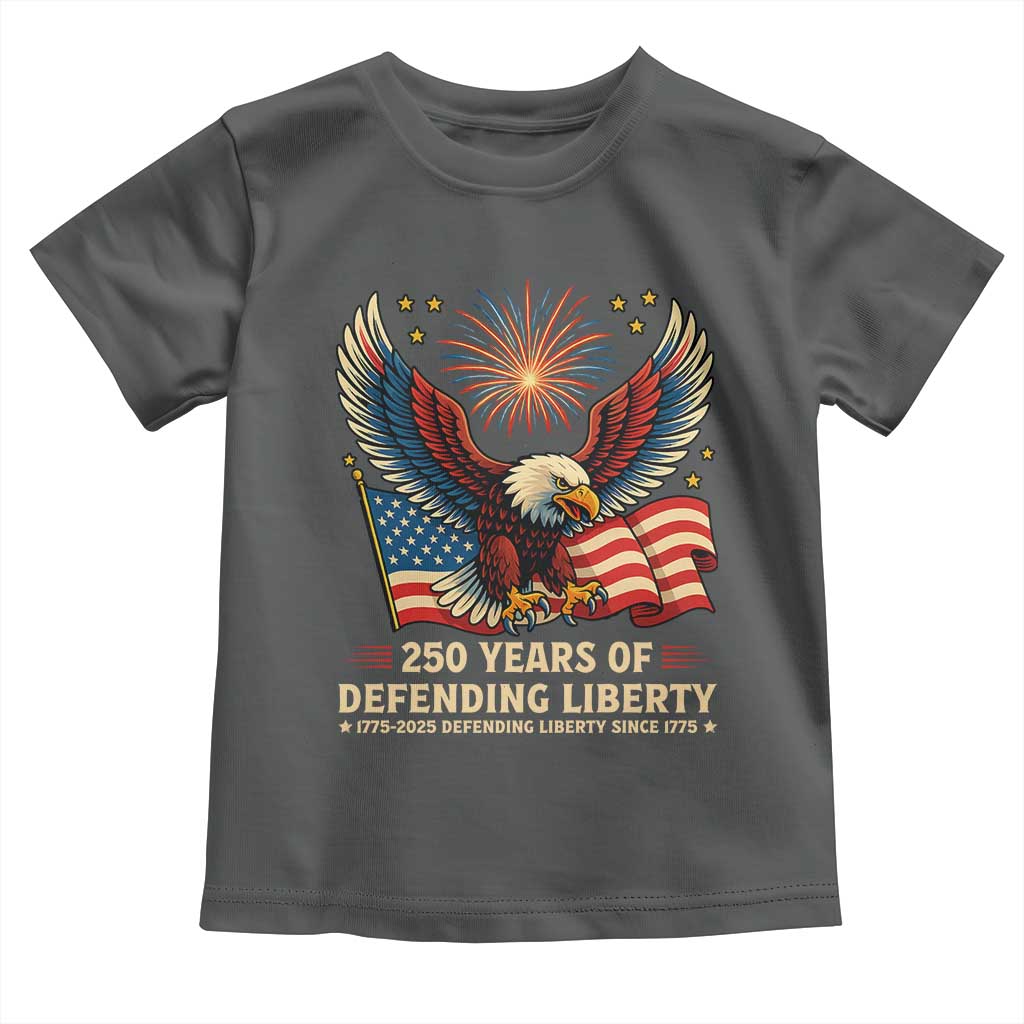 Patriotic Eagle US Army 250th Anniversary Toddler T Shirt 250 Years of Defending Liberty 1775 2025 TS02 Dark Heather Print Your Wear