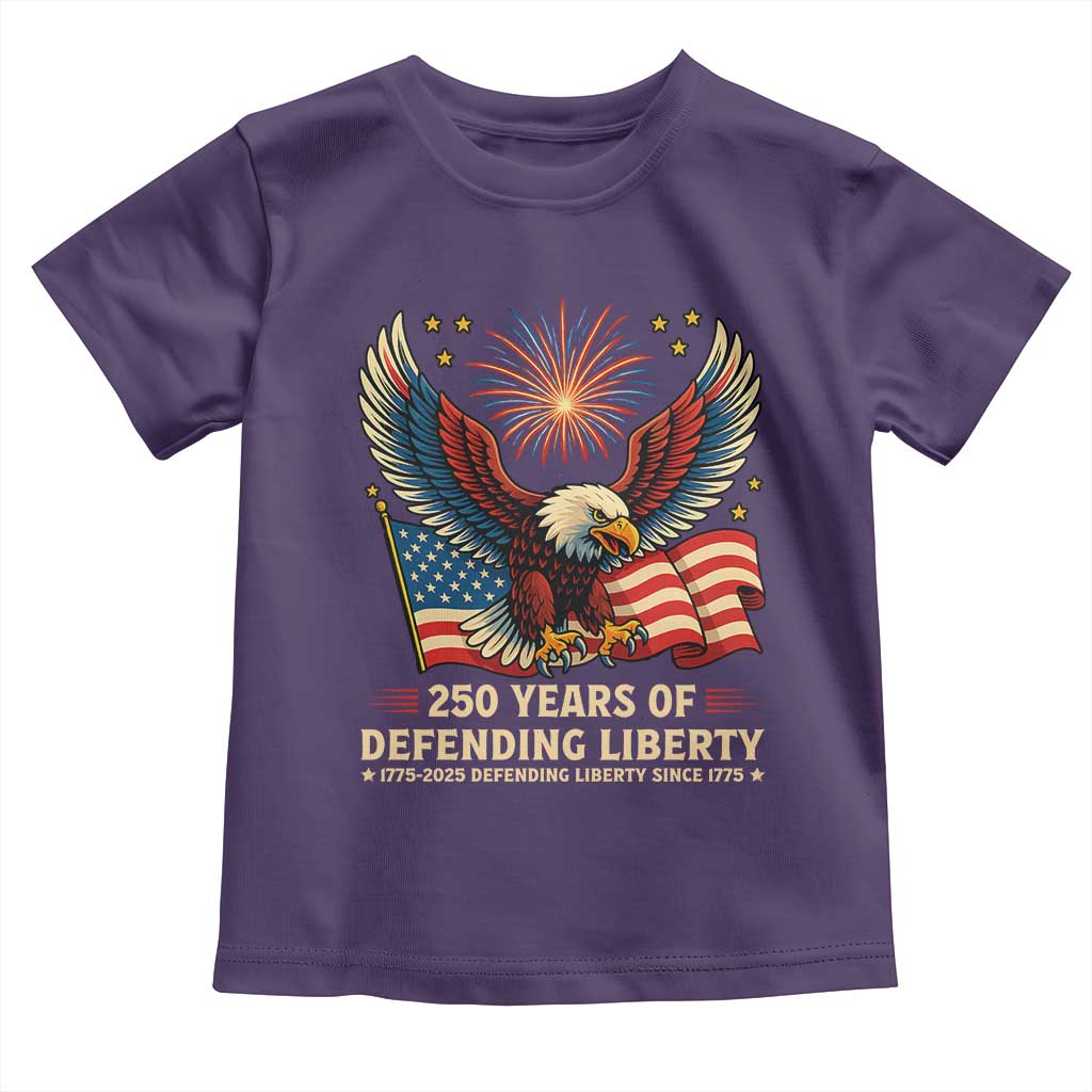 Patriotic Eagle US Army 250th Anniversary Toddler T Shirt 250 Years of Defending Liberty 1775 2025 TS02 Purple Print Your Wear