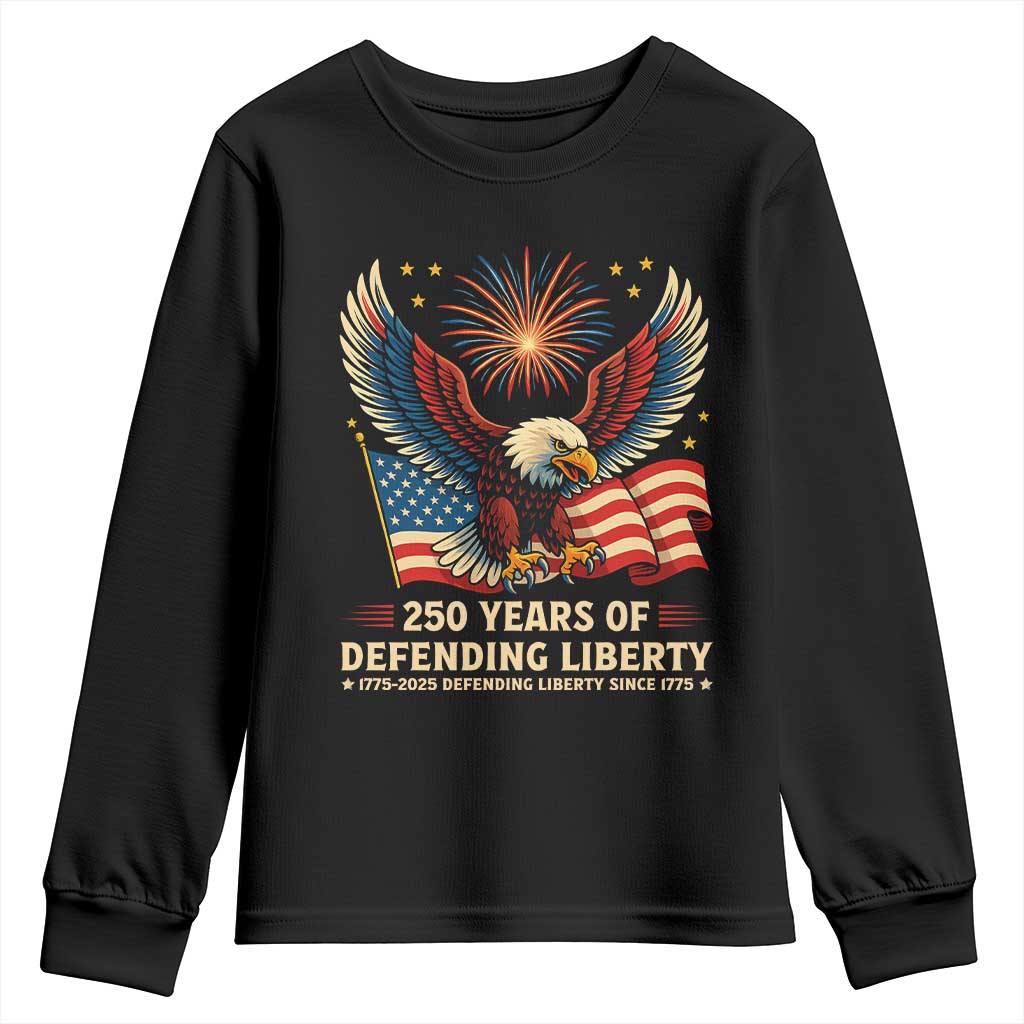 Patriotic Eagle US Army 250th Anniversary Youth Sweatshirt 250 Years of Defending Liberty 1775 2025 TS02 Black Print Your Wear