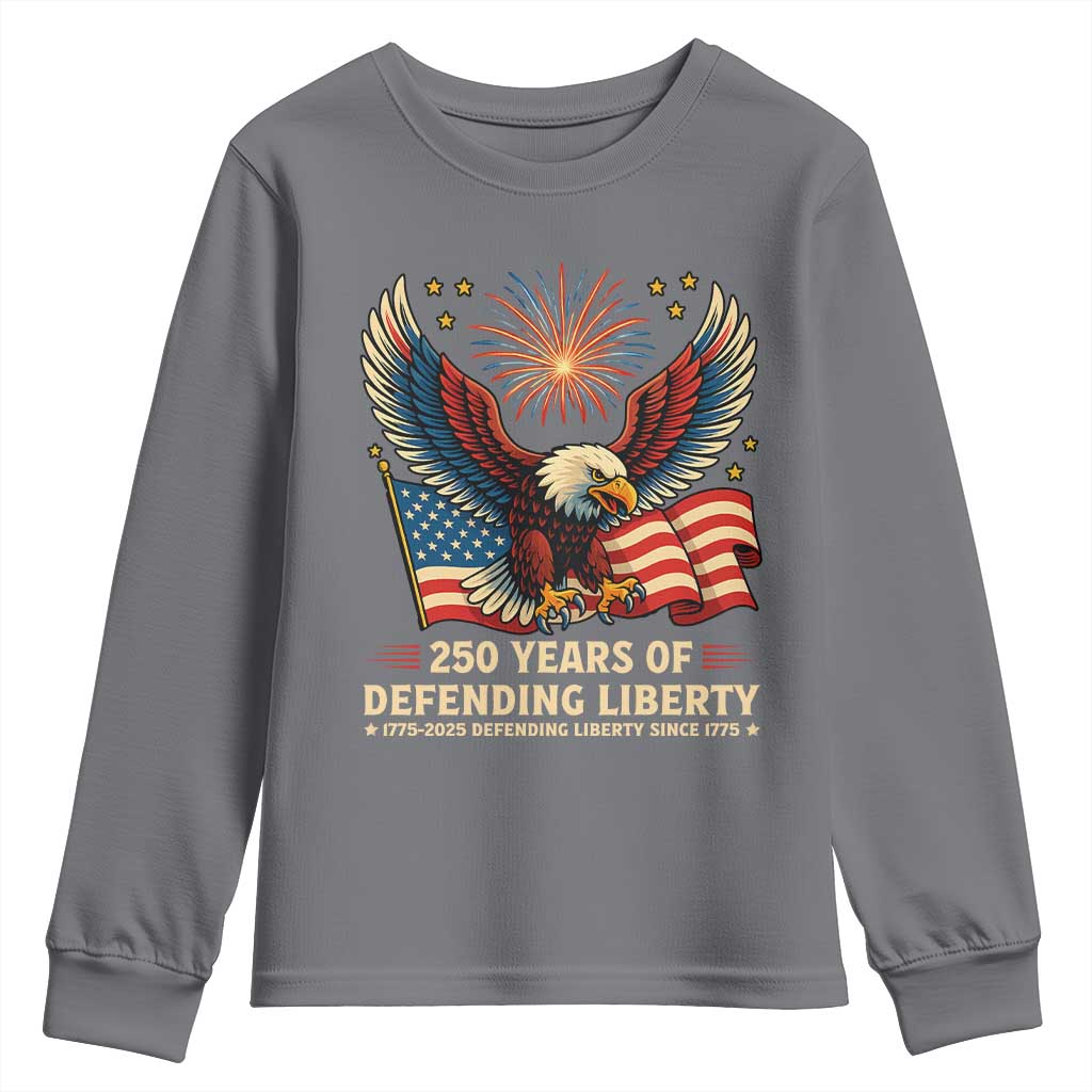 Patriotic Eagle US Army 250th Anniversary Youth Sweatshirt 250 Years of Defending Liberty 1775 2025 TS02 Charcoal Print Your Wear