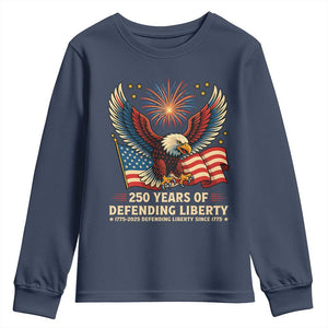 Patriotic Eagle US Army 250th Anniversary Youth Sweatshirt 250 Years of Defending Liberty 1775 2025 TS02 Navy Print Your Wear