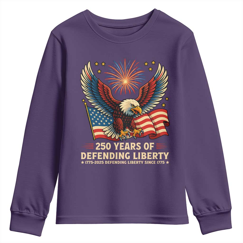Patriotic Eagle US Army 250th Anniversary Youth Sweatshirt 250 Years of Defending Liberty 1775 2025 TS02 Purple Print Your Wear