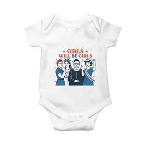 Patriotic Feminist Empowerment Baby Onesie Girl Will Be Girls Womens Rights 4th of July TS02 White Print Your Wear