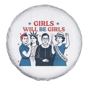 Patriotic Feminist Empowerment Spare Tire Cover Girl Will Be Girls Womens Rights 4th of July TS02 Print Your Wear