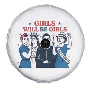Patriotic Feminist Empowerment Spare Tire Cover Girl Will Be Girls Womens Rights 4th of July TS02 Print Your Wear
