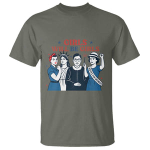 Patriotic Feminist Empowerment T Shirt Girl Will Be Girls Womens Rights 4th of July TS02 Military Green Print Your Wear