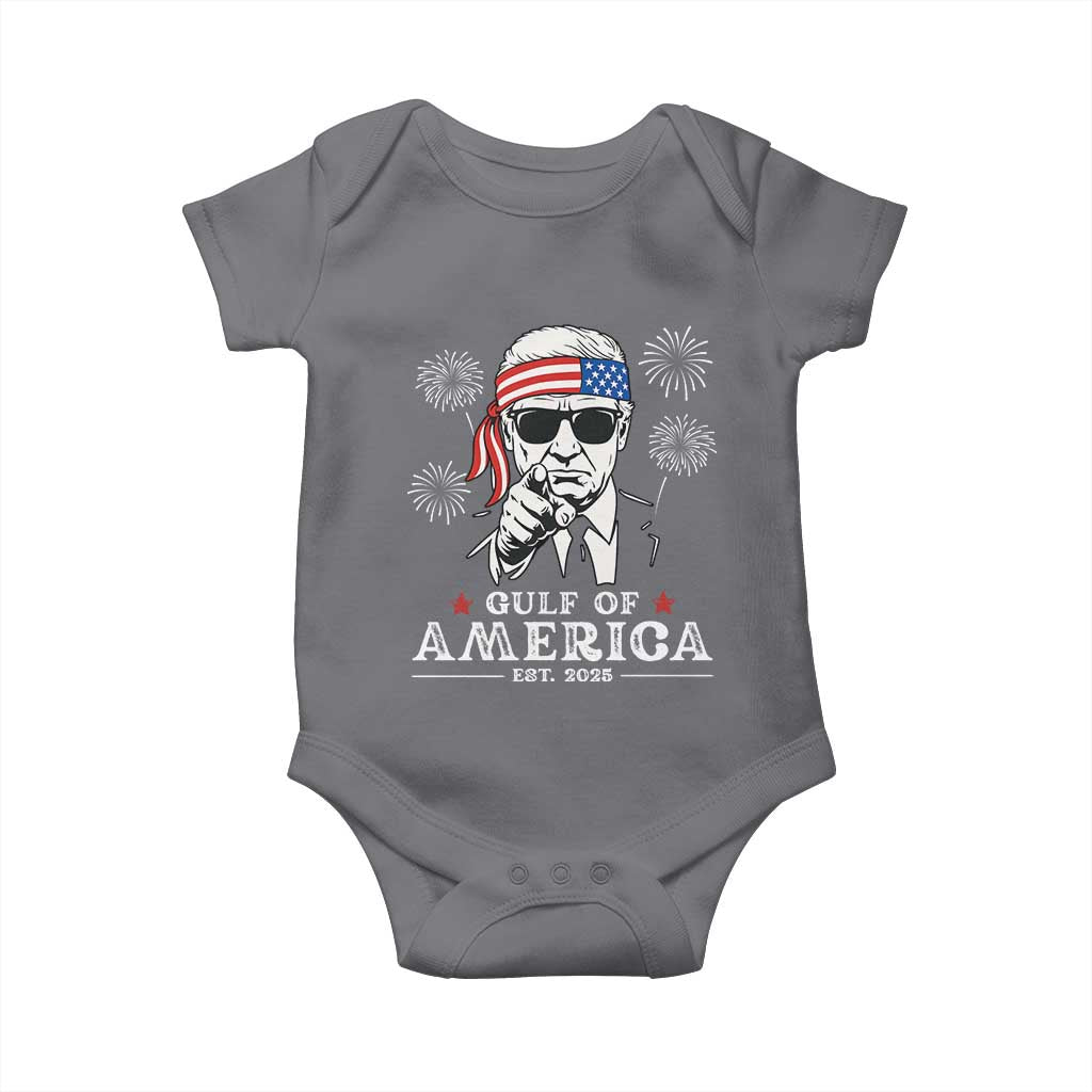 Patriotic Gulf Of USA Est 2025 Baby Onesie Funny Trump Happy 4th Of July TS02 Charcoal Print Your Wear