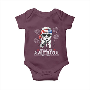Patriotic Gulf Of USA Est 2025 Baby Onesie Funny Trump Happy 4th Of July TS02 Maroon Print Your Wear