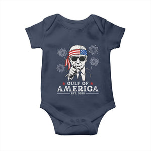Patriotic Gulf Of USA Est 2025 Baby Onesie Funny Trump Happy 4th Of July TS02 Navy Print Your Wear