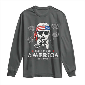Patriotic Gulf Of USA Est 2025 Long Sleeve Shirt Funny Trump Happy 4th Of July TS02 Dark Heather Print Your Wear