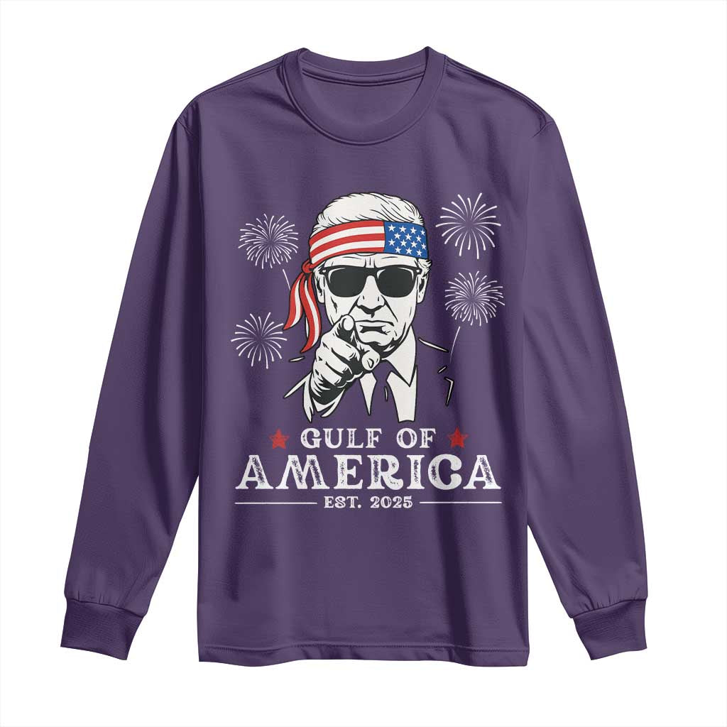 Patriotic Gulf Of USA Est 2025 Long Sleeve Shirt Funny Trump Happy 4th Of July TS02 Purple Print Your Wear