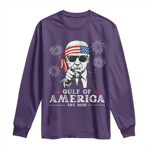 Patriotic Gulf Of USA Est 2025 Long Sleeve Shirt Funny Trump Happy 4th Of July TS02 Purple Print Your Wear