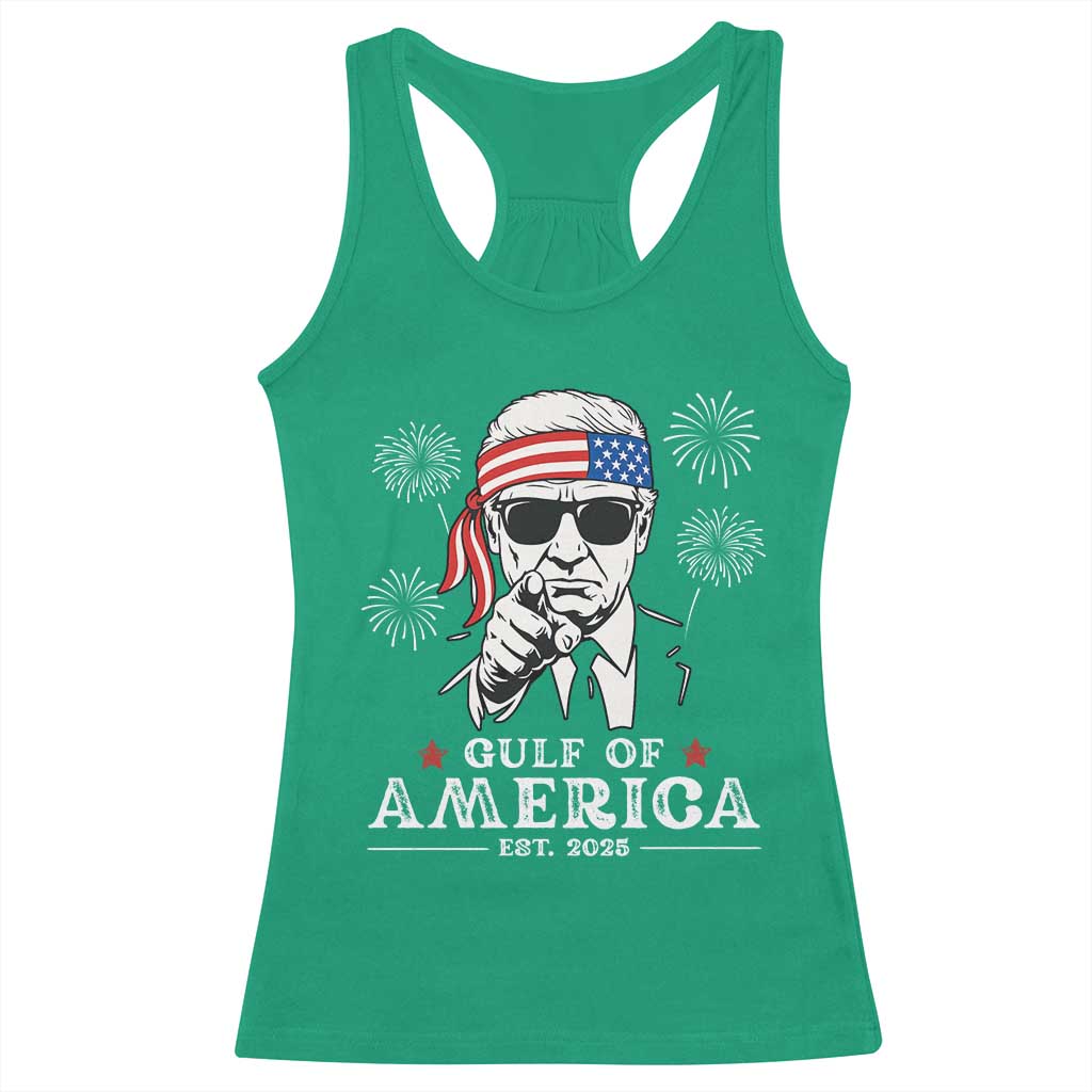 Patriotic Gulf Of USA Est 2025 Racerback Tank Top Funny Trump Happy 4th Of July TS02 Irish Green Print Your Wear
