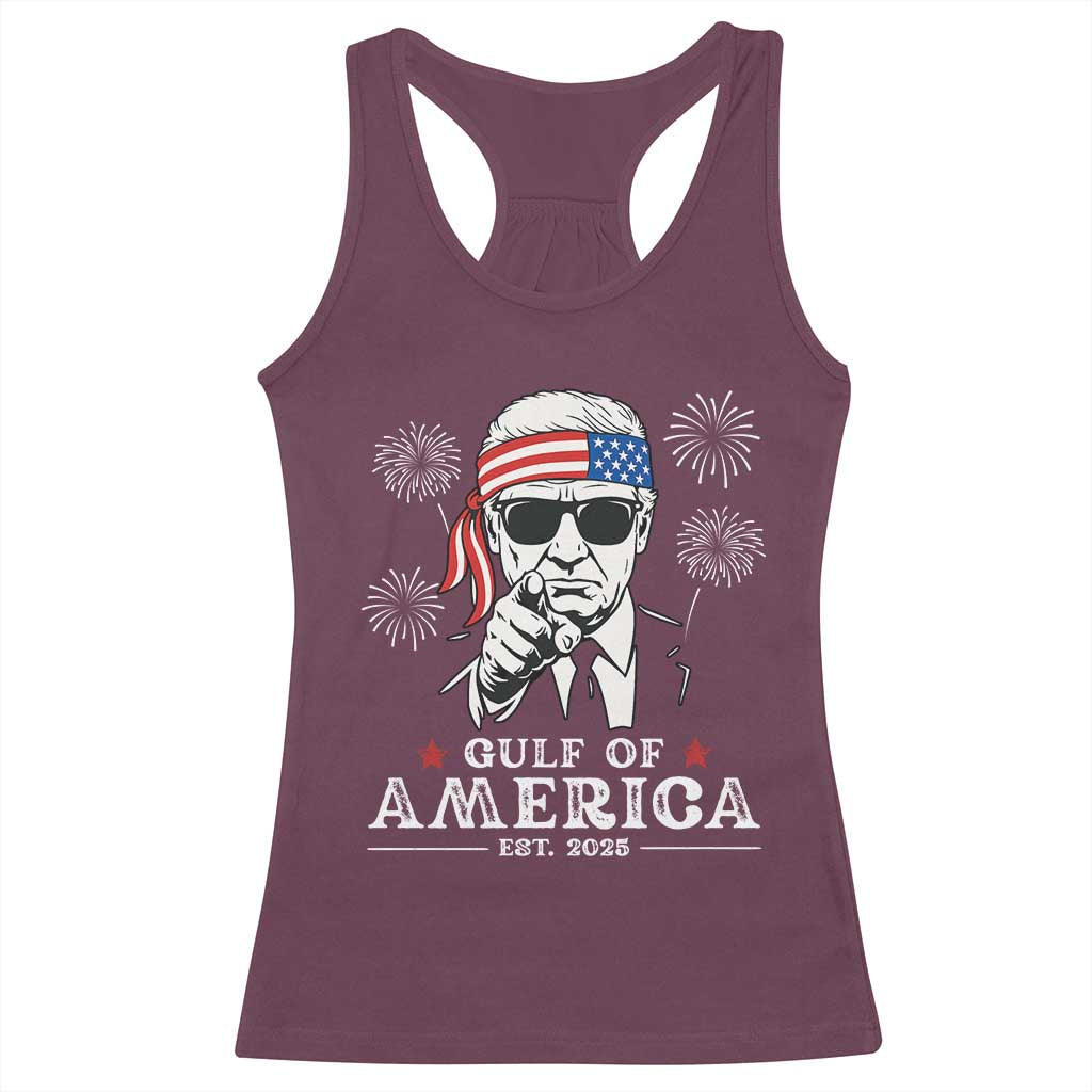 Patriotic Gulf Of USA Est 2025 Racerback Tank Top Funny Trump Happy 4th Of July TS02 Maroon Print Your Wear