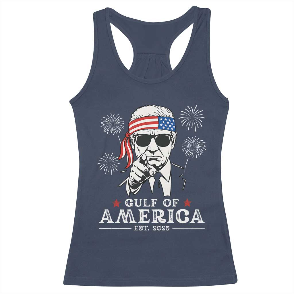 Patriotic Gulf Of USA Est 2025 Racerback Tank Top Funny Trump Happy 4th Of July TS02 Navy Print Your Wear