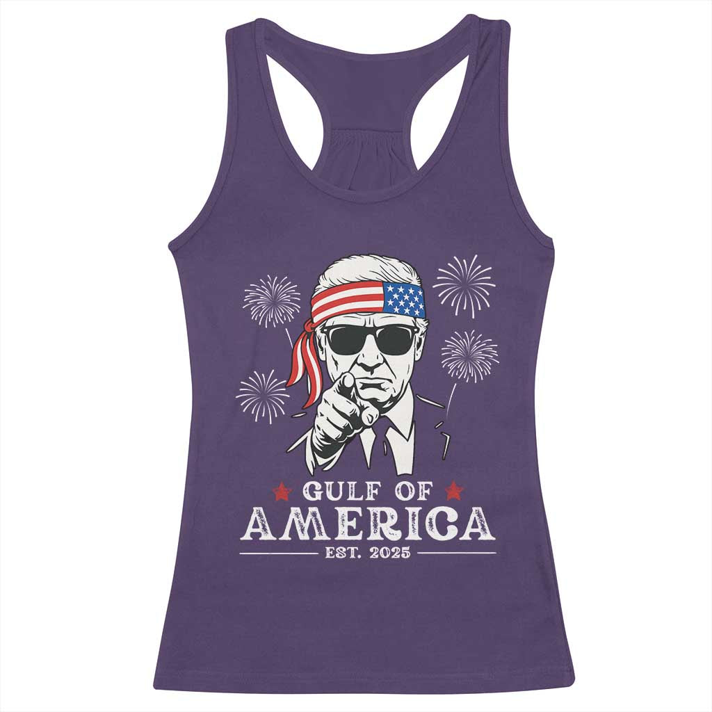 Patriotic Gulf Of USA Est 2025 Racerback Tank Top Funny Trump Happy 4th Of July TS02 Purple Print Your Wear