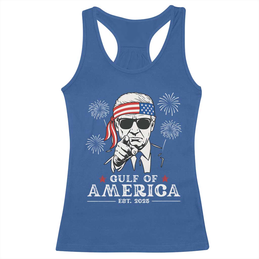 Patriotic Gulf Of USA Est 2025 Racerback Tank Top Funny Trump Happy 4th Of July TS02 Royal Blue Print Your Wear