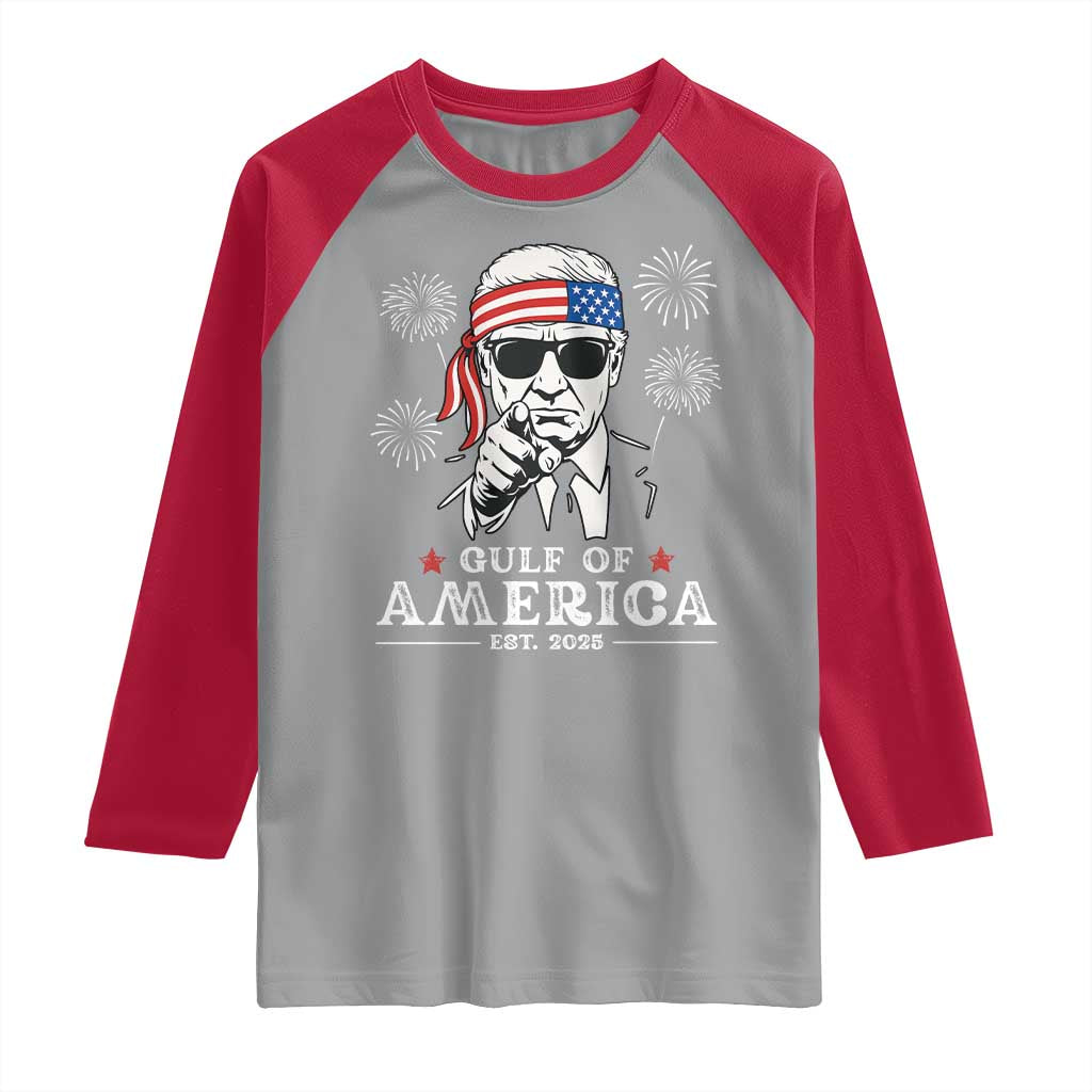 Patriotic Gulf Of USA Est 2025 Raglan Shirt Funny Trump Happy 4th Of July TS02 Sport Gray Red Print Your Wear