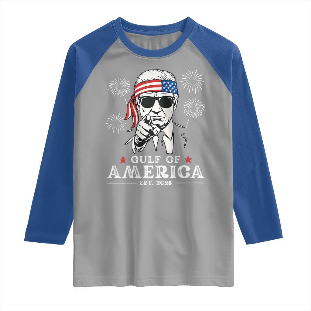 Patriotic Gulf Of USA Est 2025 Raglan Shirt Funny Trump Happy 4th Of July TS02 Sport Gray Royal Print Your Wear