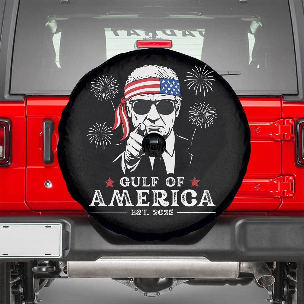 Patriotic Gulf Of USA Est 2025 Spare Tire Cover Funny Trump Happy 4th Of July TS02 Black Print Your Wear
