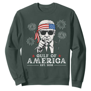 Patriotic Gulf Of USA Est 2025 Sweatshirt Funny Trump Happy 4th Of July TS02 Dark Forest Green Print Your Wear