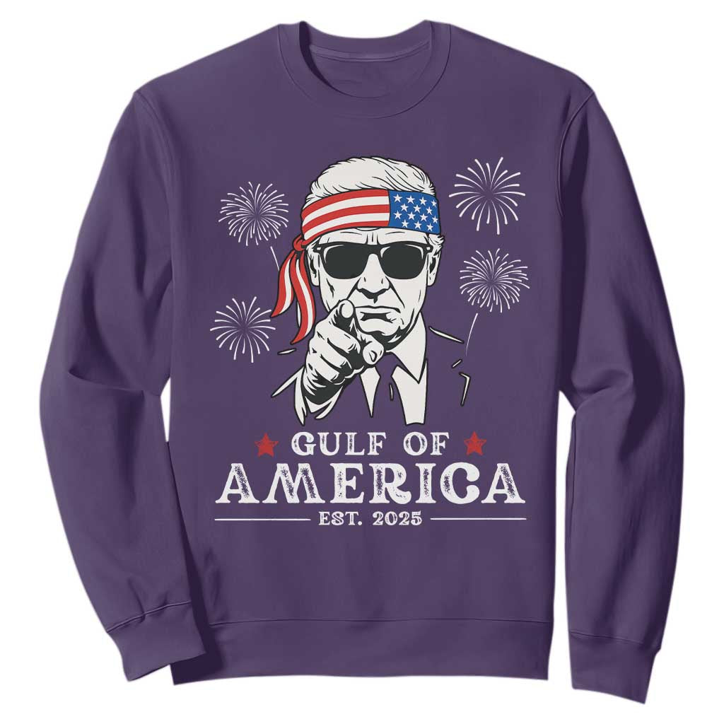 Patriotic Gulf Of USA Est 2025 Sweatshirt Funny Trump Happy 4th Of July TS02 Purple Print Your Wear