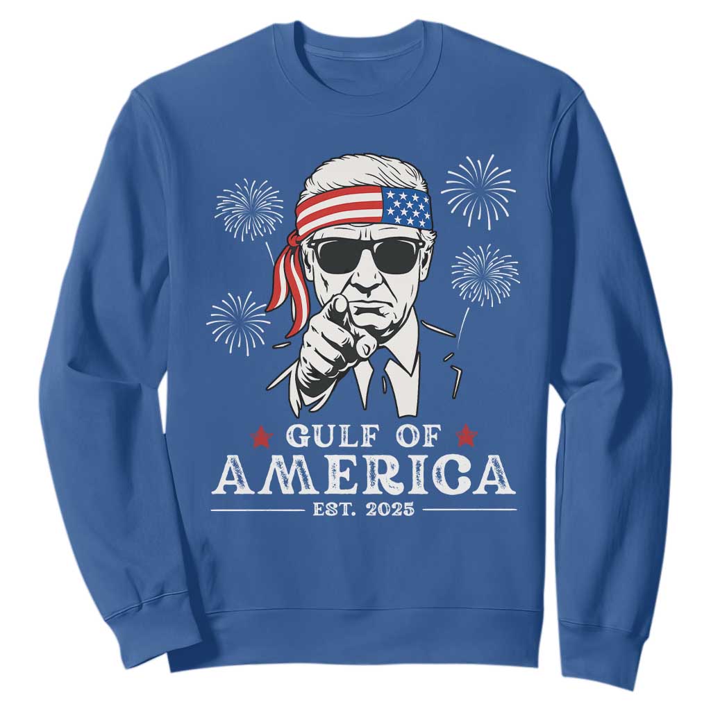 Patriotic Gulf Of USA Est 2025 Sweatshirt Funny Trump Happy 4th Of July TS02 Royal Blue Print Your Wear