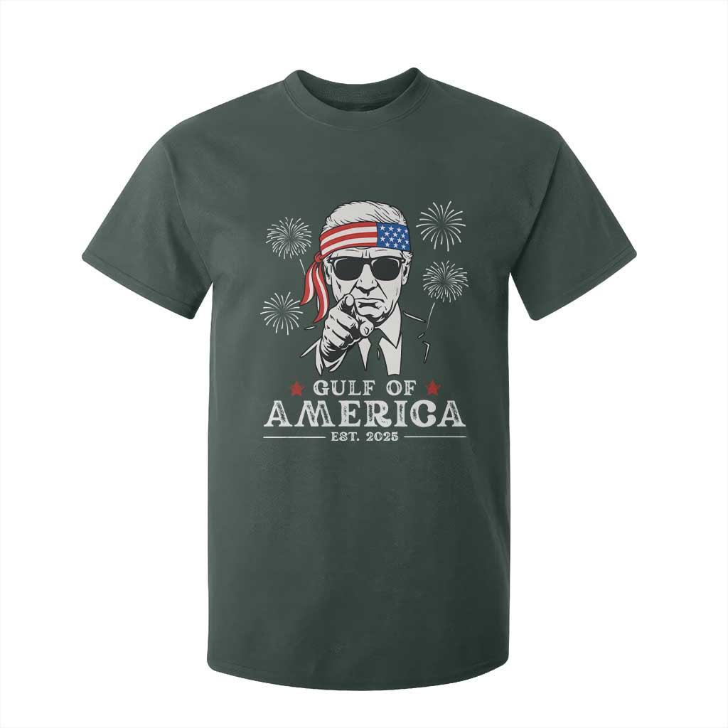 Patriotic Gulf Of USA Est 2025 T Shirt For Kid Funny Trump Happy 4th Of July TS02 Dark Forest Green Print Your Wear