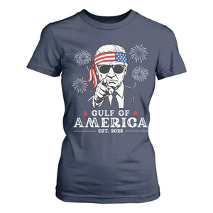 Patriotic Gulf Of USA Est 2025 T Shirt For Women Funny Trump Happy 4th Of July TS02 Navy Print Your Wear