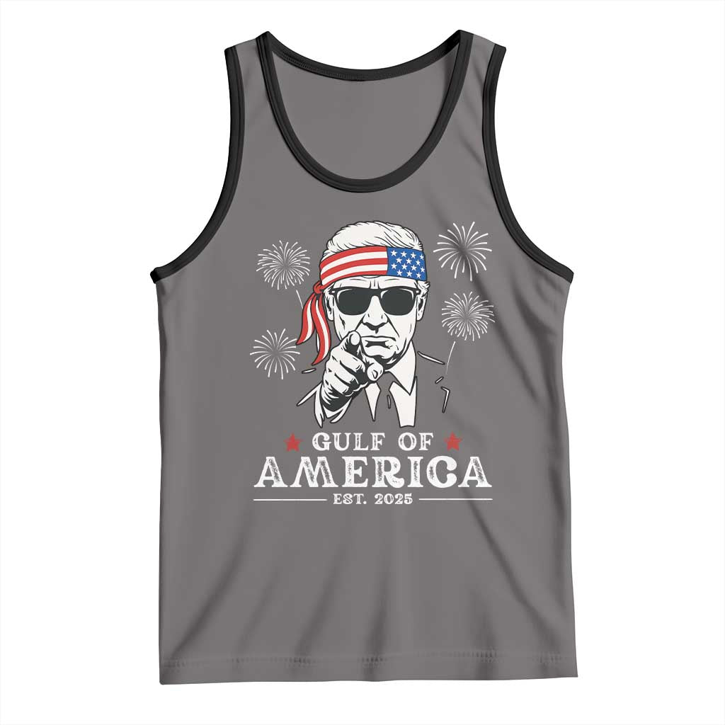 Patriotic Gulf Of USA Est 2025 Tank Top Funny Trump Happy 4th Of July TS02 Deep Heather Black Print Your Wear