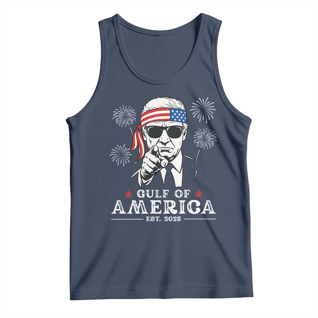 Patriotic Gulf Of USA Est 2025 Tank Top Funny Trump Happy 4th Of July TS02 Navy Print Your Wear