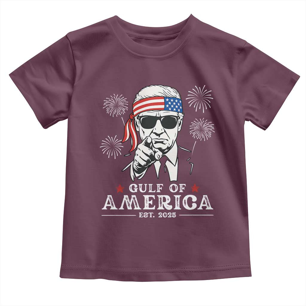 Patriotic Gulf Of USA Est 2025 Toddler T Shirt Funny Trump Happy 4th Of July TS02 Maroon Print Your Wear