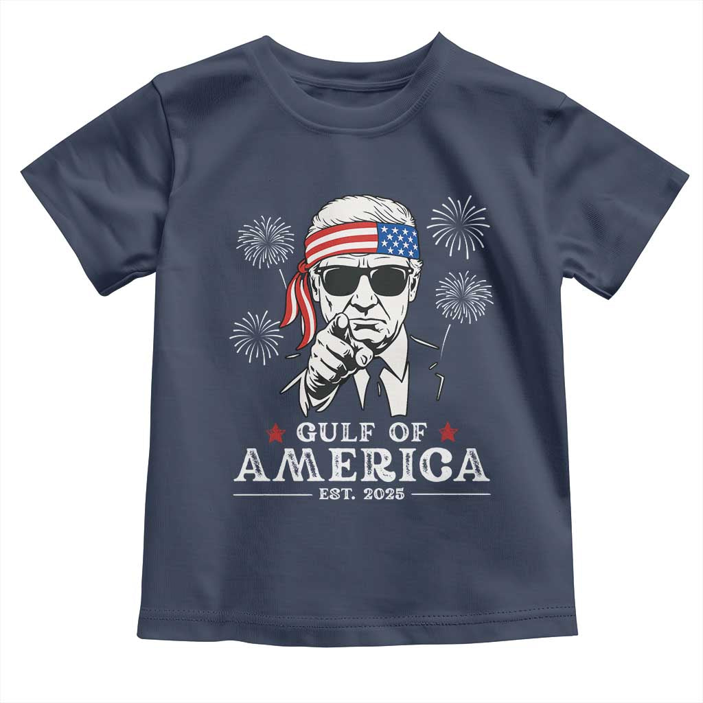 Patriotic Gulf Of USA Est 2025 Toddler T Shirt Funny Trump Happy 4th Of July TS02 Navy Print Your Wear