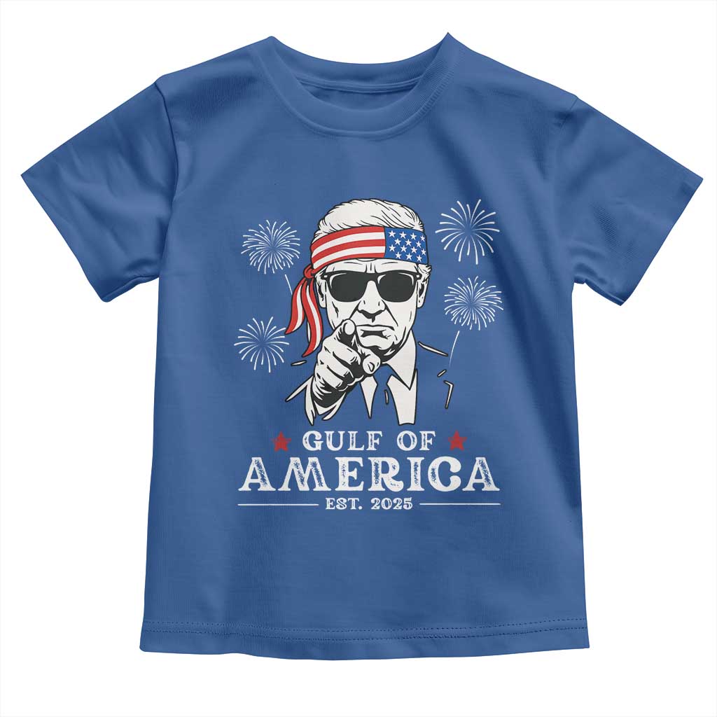Patriotic Gulf Of USA Est 2025 Toddler T Shirt Funny Trump Happy 4th Of July TS02 Royal Blue Print Your Wear