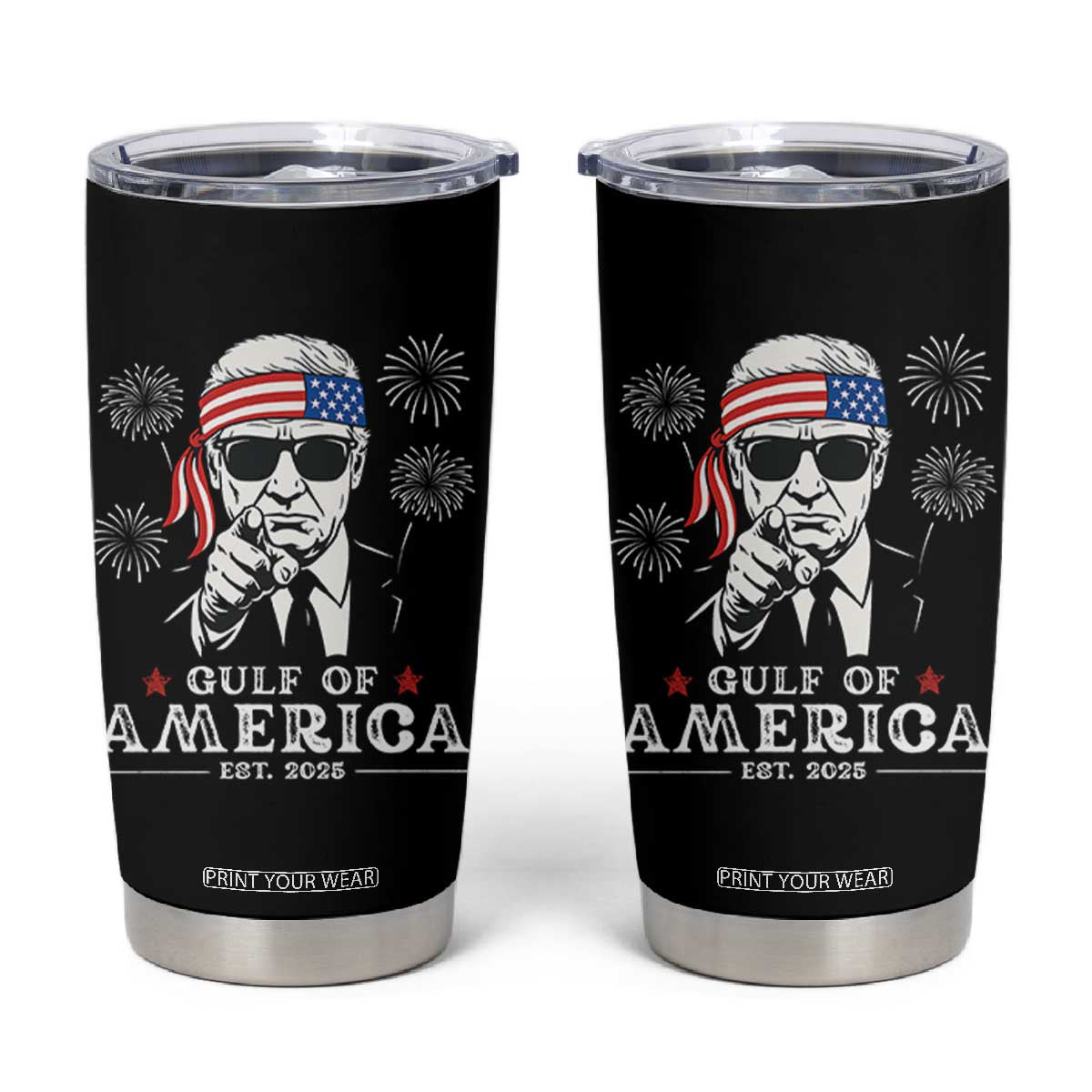 Patriotic Gulf Of USA Est 2025 Tumbler Cup Funny Trump Happy 4th Of July TS02 Black Print Your Wear