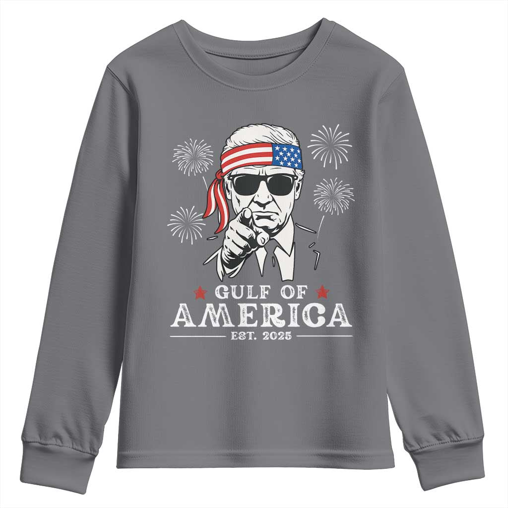 Patriotic Gulf Of USA Est 2025 Youth Sweatshirt Funny Trump Happy 4th Of July TS02 Charcoal Print Your Wear