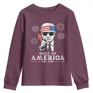 Patriotic Gulf Of USA Est 2025 Youth Sweatshirt Funny Trump Happy 4th Of July TS02 Maroon Print Your Wear