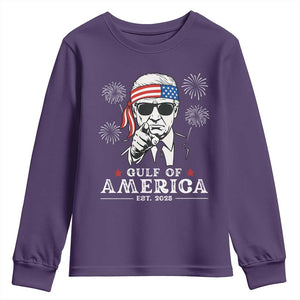 Patriotic Gulf Of USA Est 2025 Youth Sweatshirt Funny Trump Happy 4th Of July TS02 Purple Print Your Wear