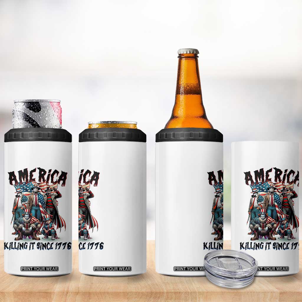 Patriotic Horror Mashup 4 in 1 Can Cooler Tumbler America Killing It Since 1776 TS02 Print Your Wear