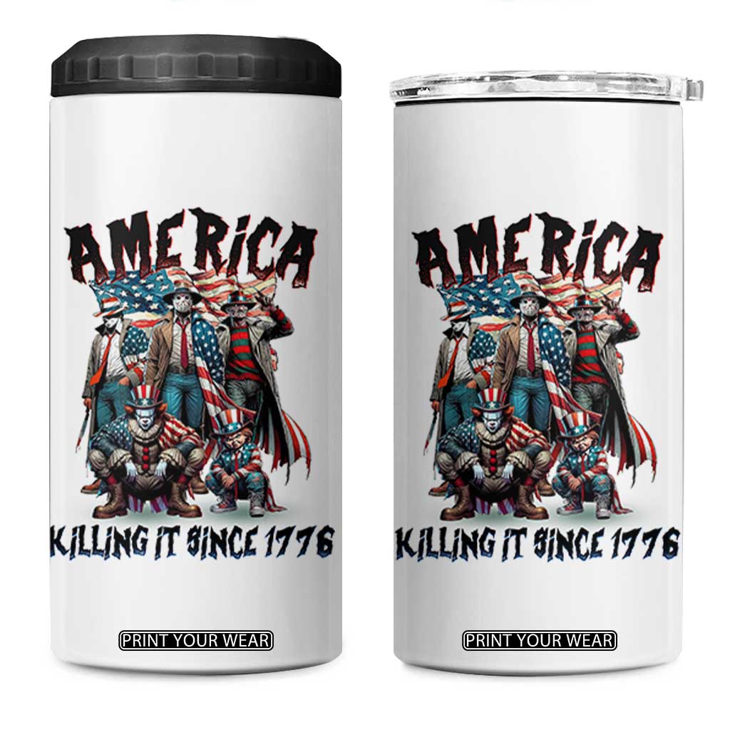 Patriotic Horror Mashup 4 in 1 Can Cooler Tumbler America Killing It Since 1776 TS02 One Size: 16 oz White Print Your Wear